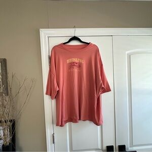 Vinyl Threads Coral Top 2X Oversized Tee Sardines